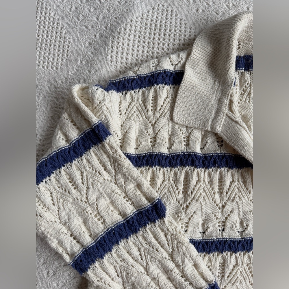Crochet Cotton Blouse XL - Picture 2 of 4